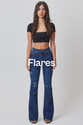 Jeans Slim Fit Flare - Taille Mi-haute, Matière Stretch (coton, Modal, élasthanne) - Coupe Ajustée, Style Décontracté Tendance - 1