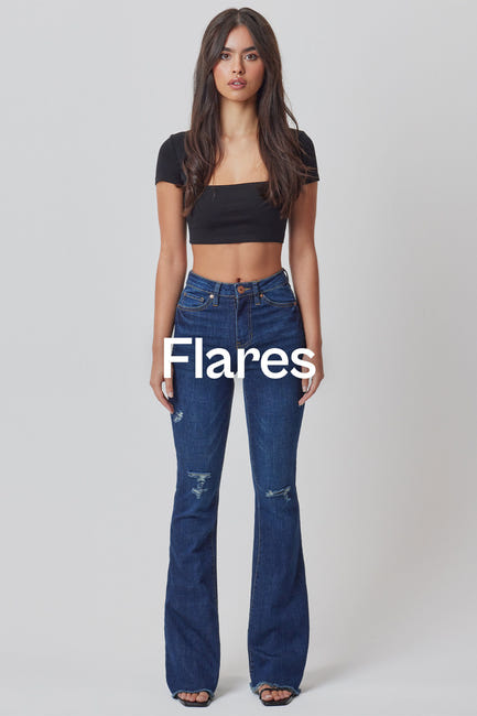 Jeans Slim Fit Flare - Taille Mi-haute, Matière Stretch (coton, Modal, élasthanne) - Coupe Ajustée, Style Décontracté Tendance - 1
