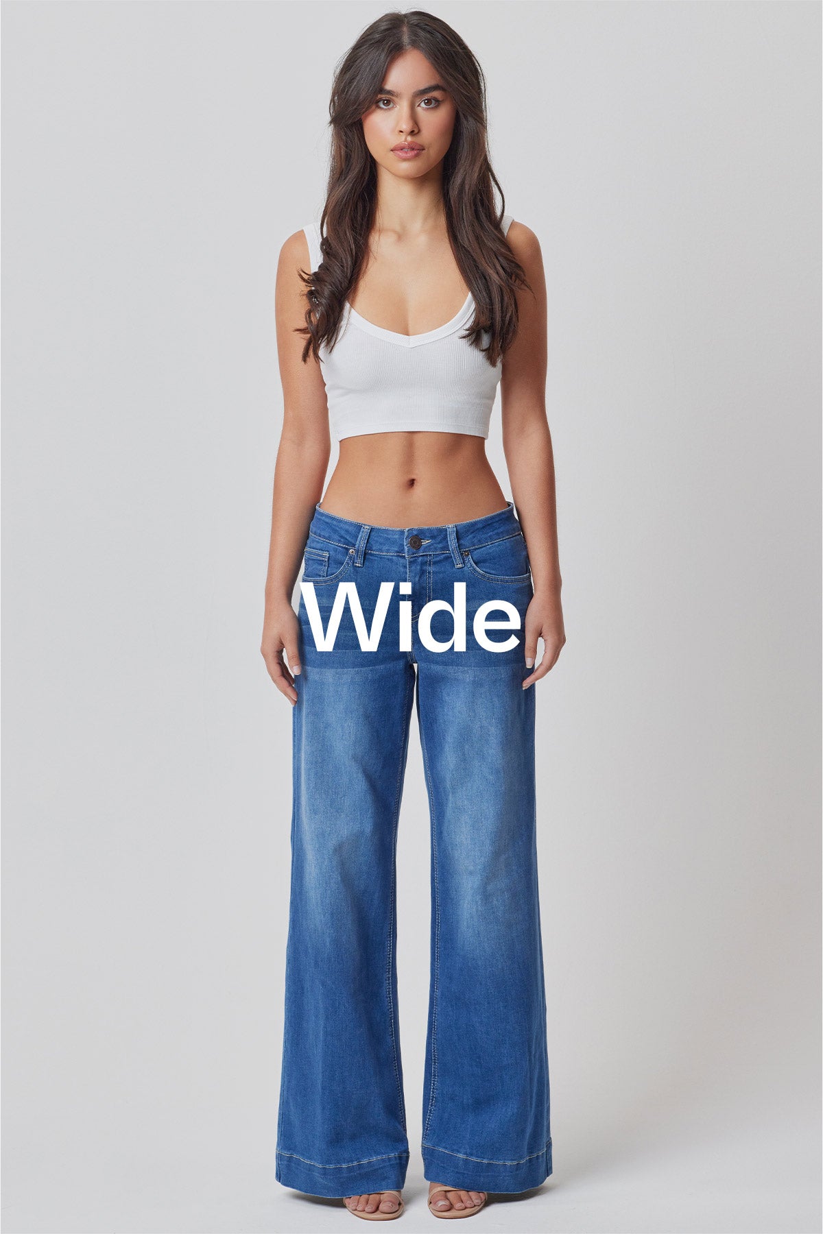  Youmymine Child Girls High Waisted Wide Leg Jeans Kids