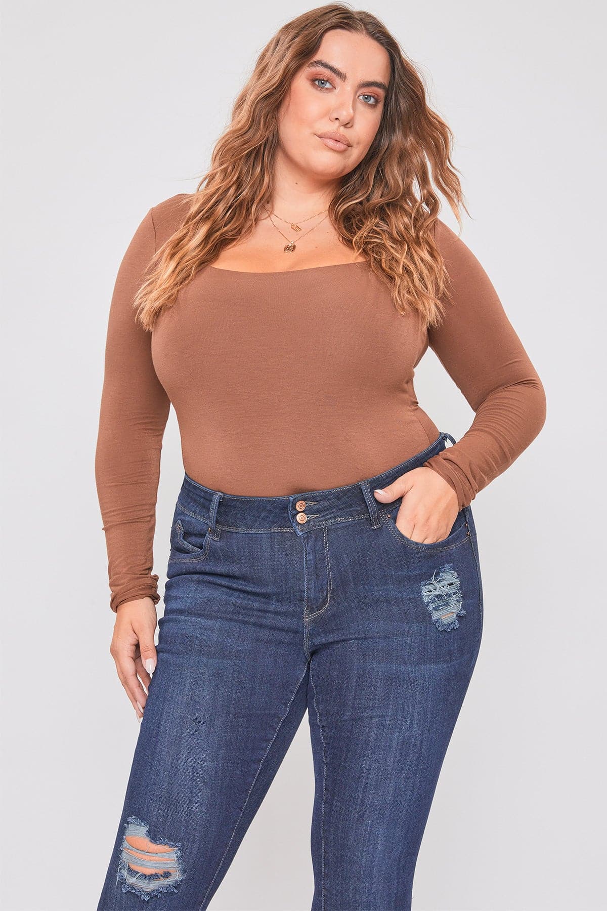 Women's Plus Size Tummy Control Rolled Cuff Ankle Jeans From ROYALTY