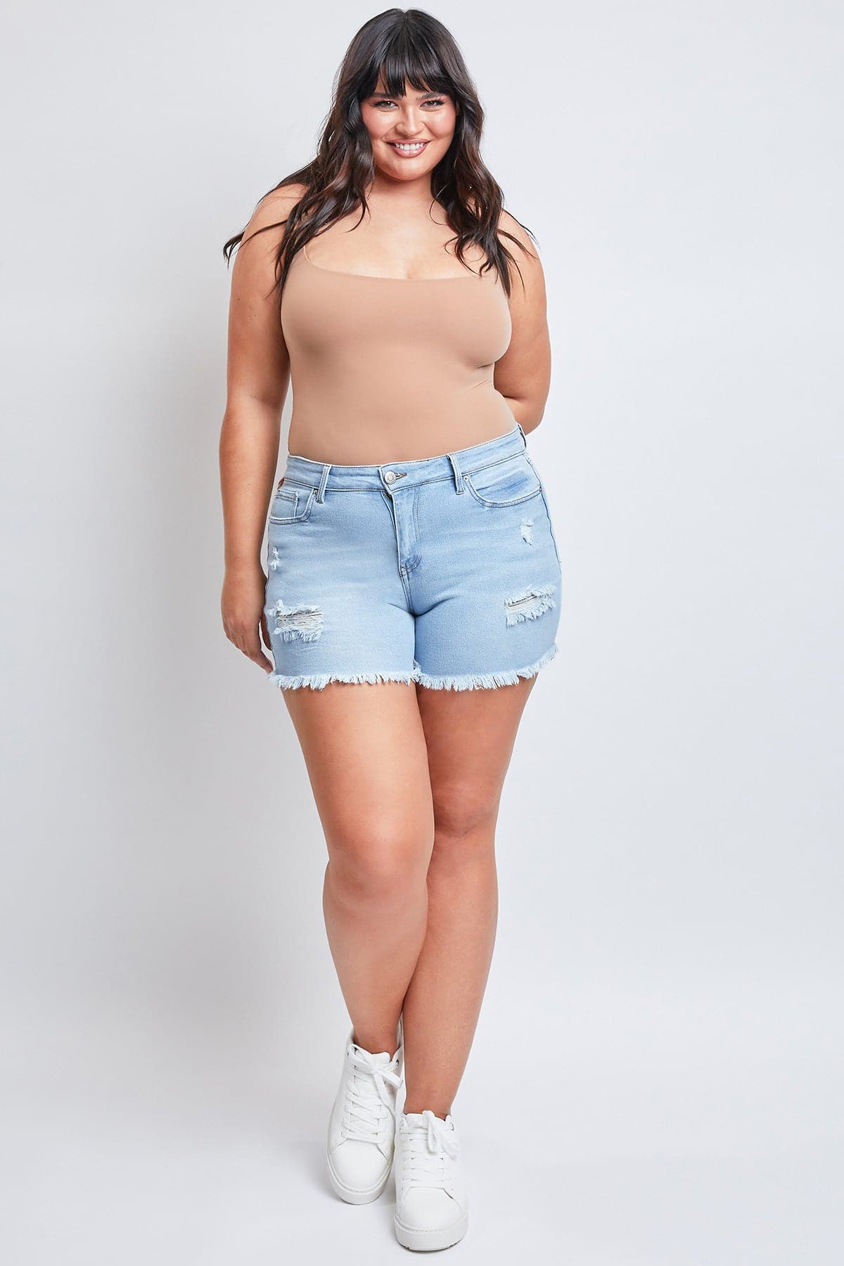 Plus size frayed on sale shorts