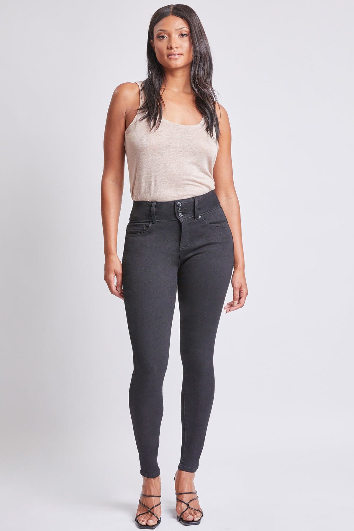 Petite 3 Button High Rise Skinny Jeans
