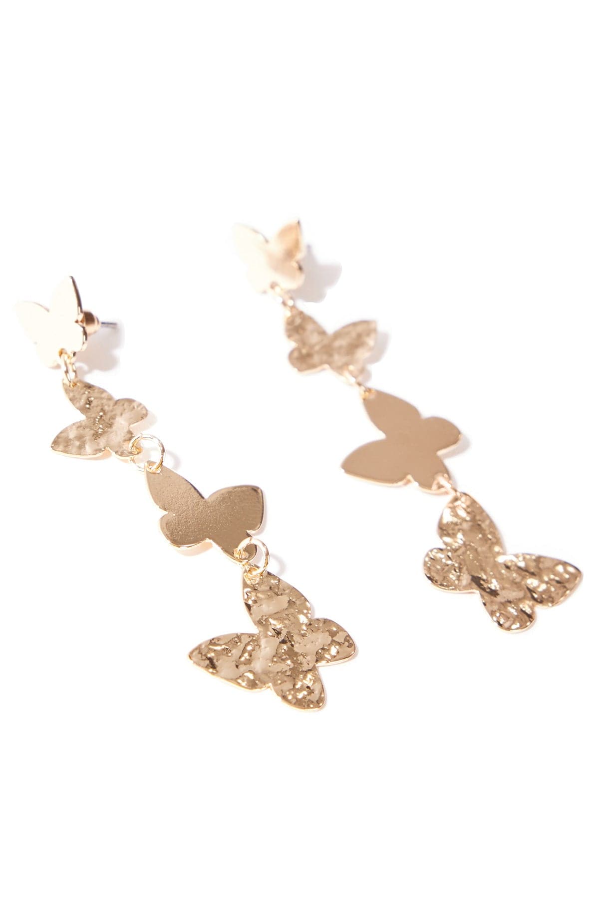 Tier Gold Butterfly Drop Earrings