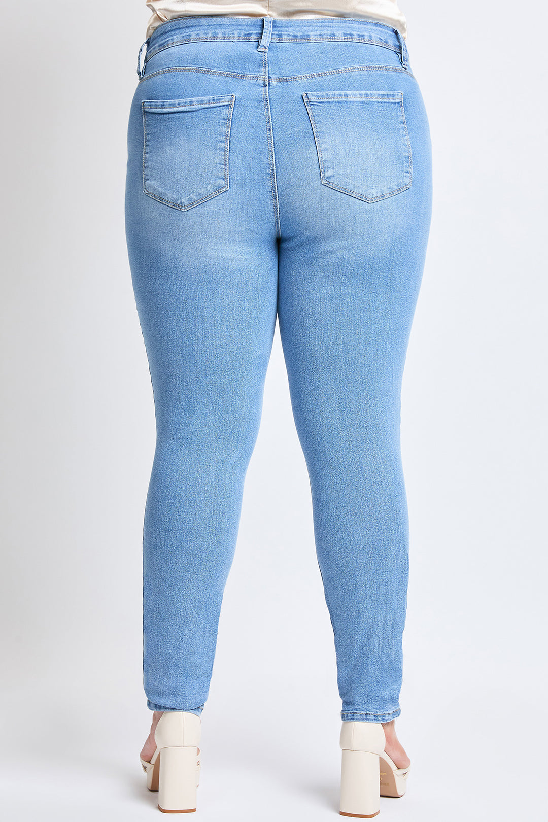 ゆう plump denim/point denim Women's Plus Essential Sustainable Distressed Skinny Jeans from