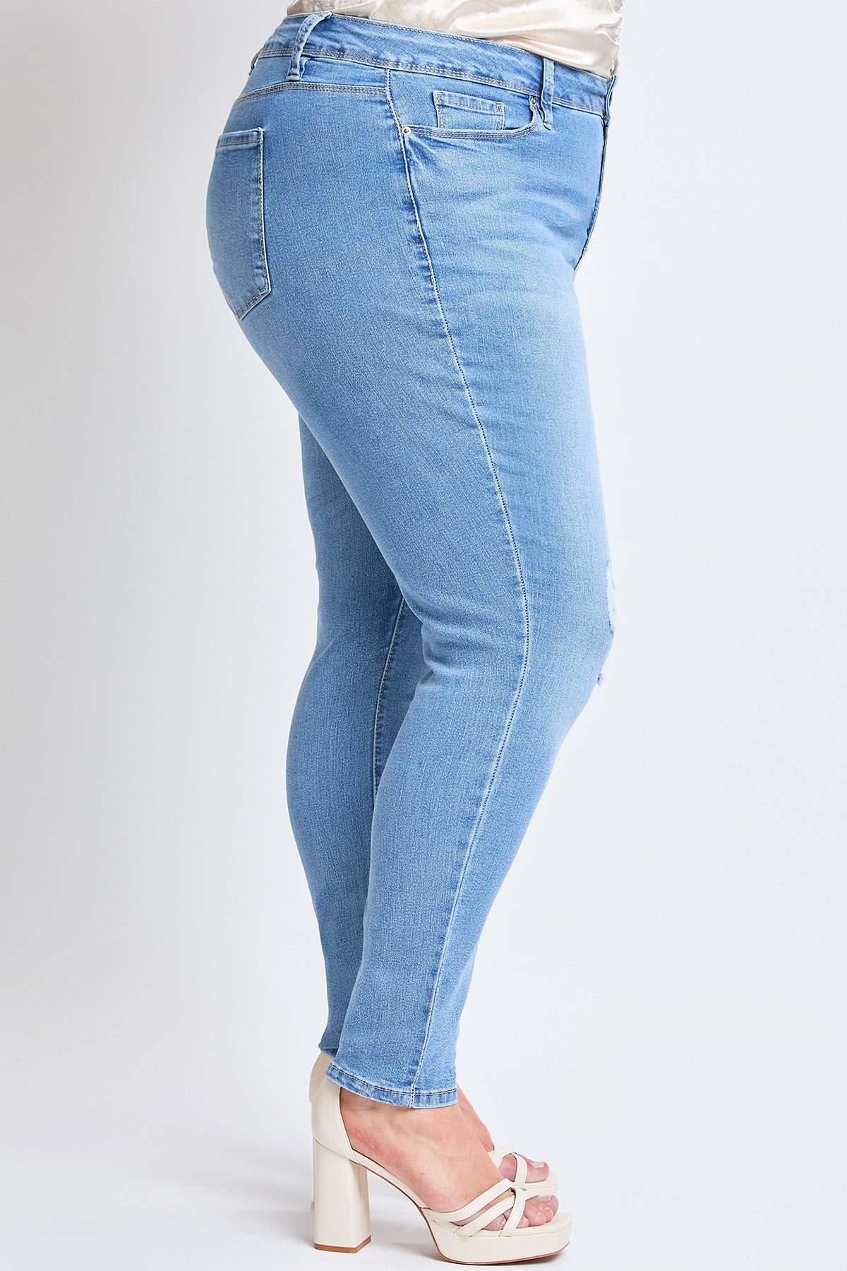 Plus Size Women's Essential Sustainable Distressed Skinny Jeans