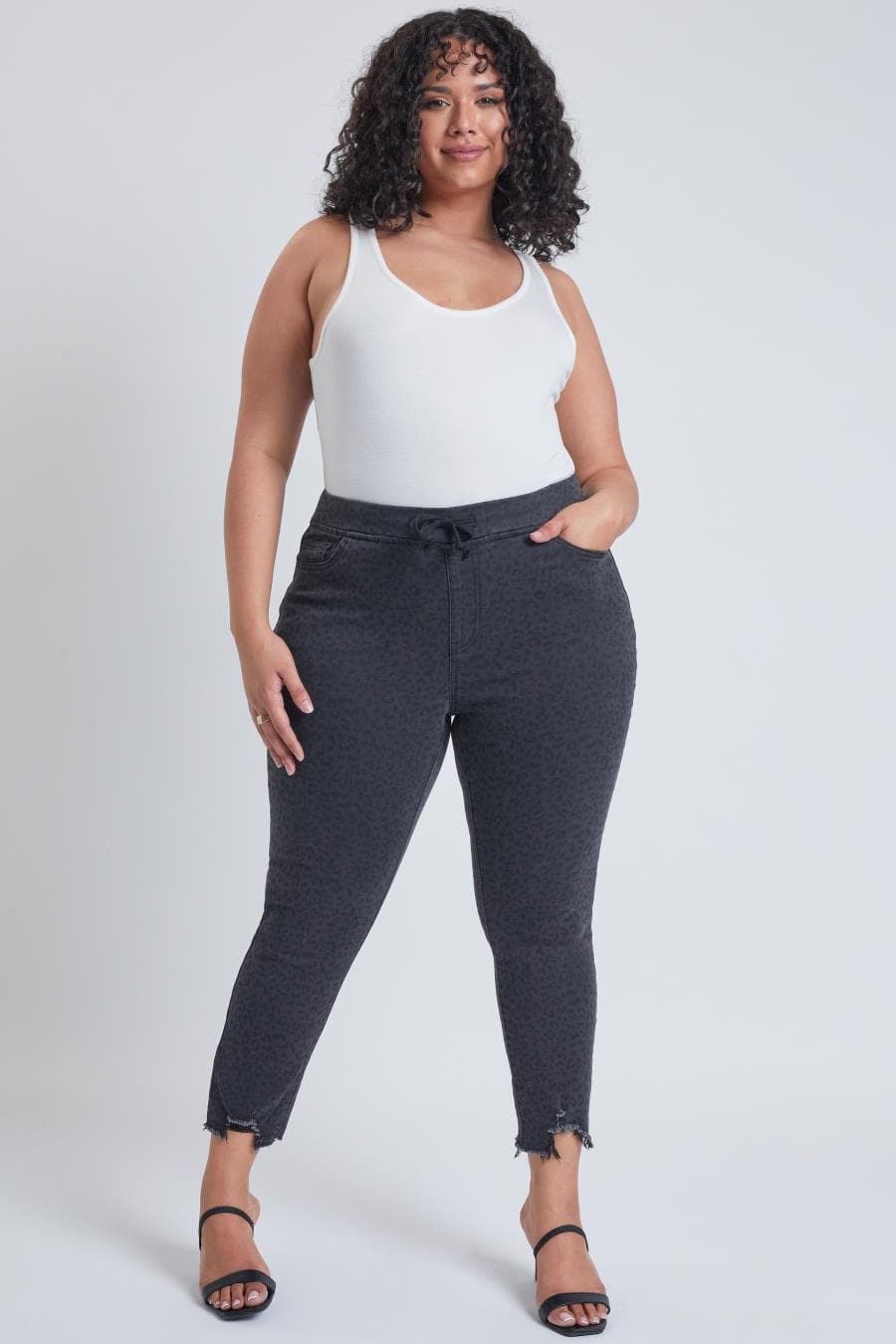 Woman Plus High Rise Denim Ankle Jogger from YMI