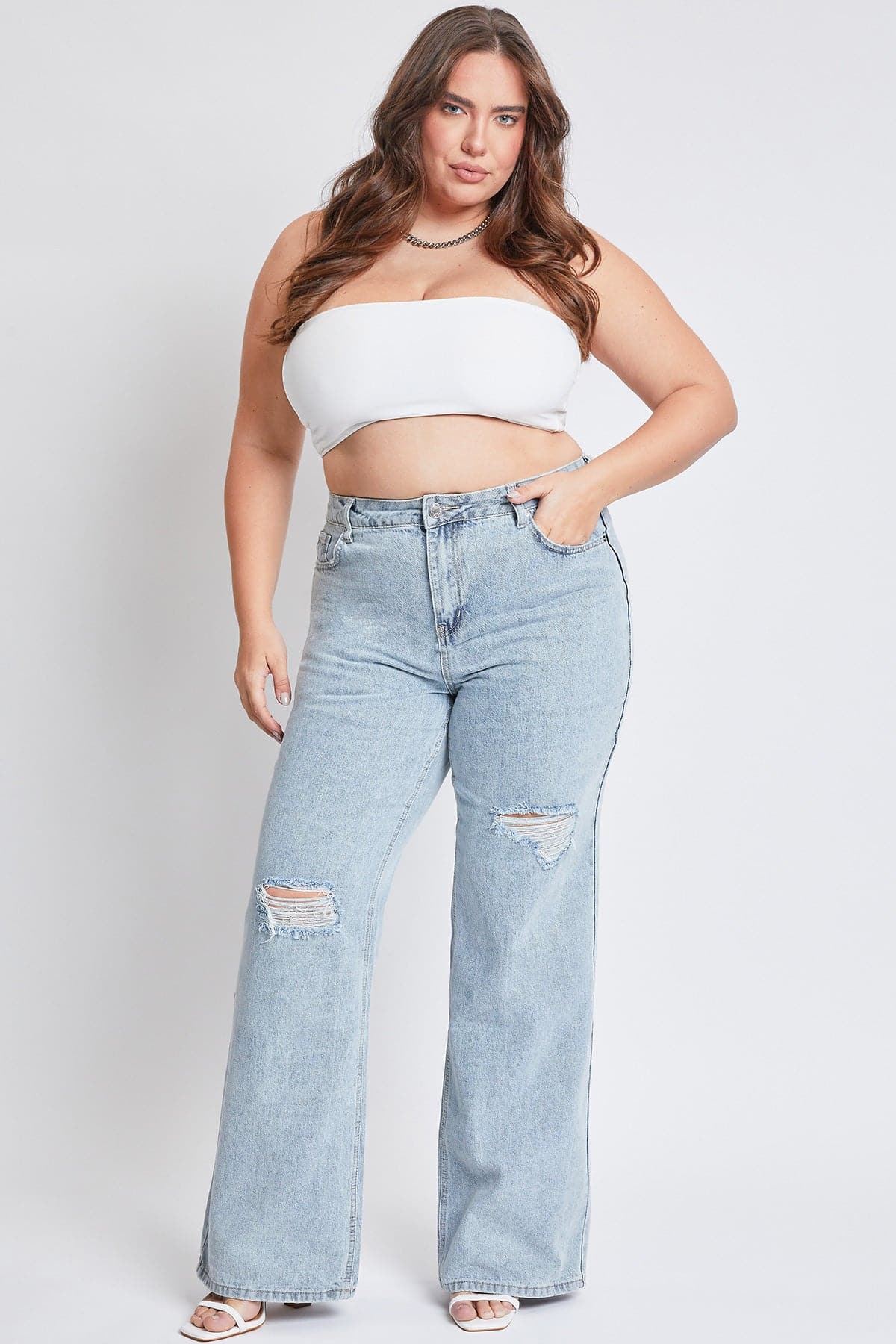 Women's Plus High Rise Relaxed Wide Leg Jeans