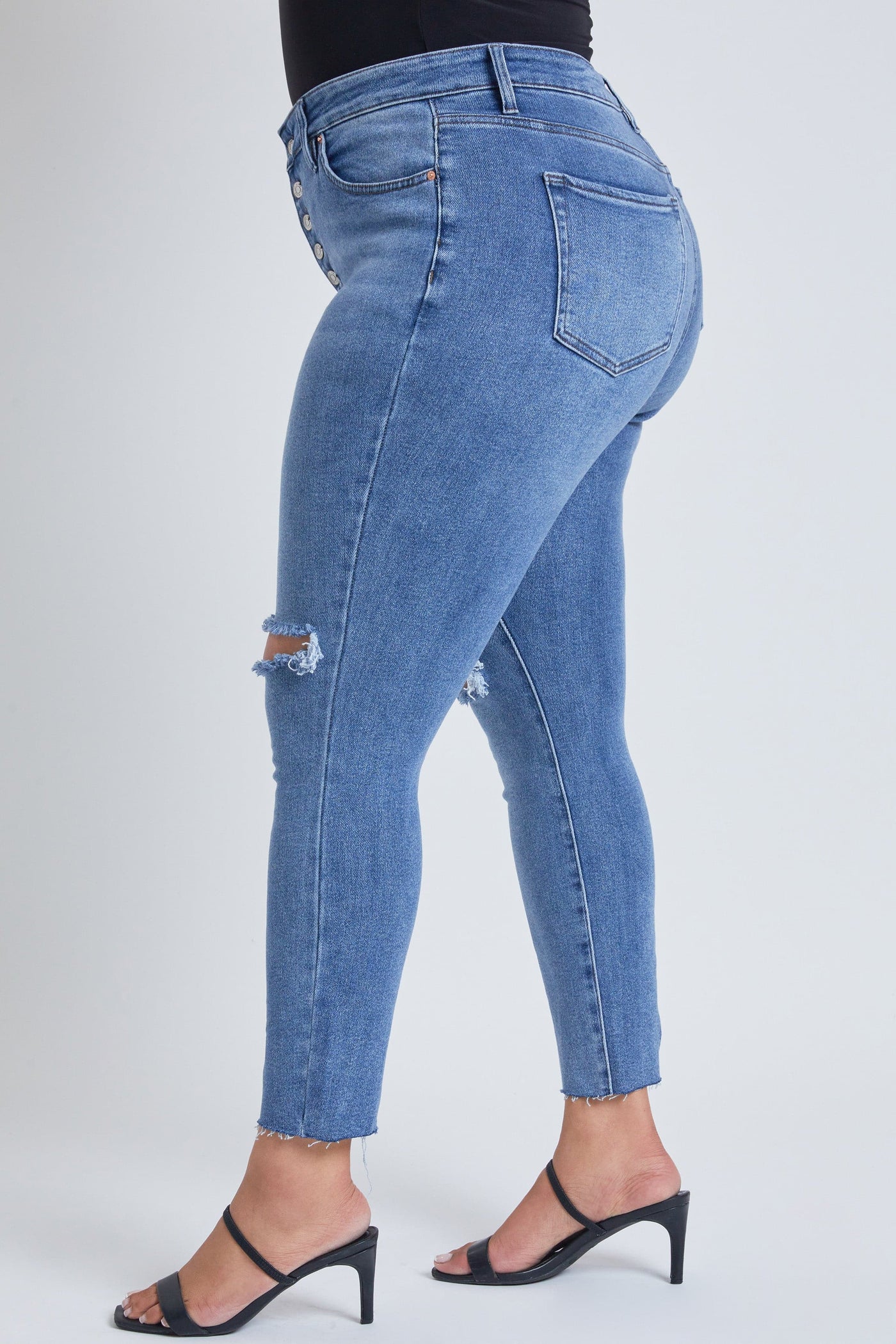 Plus Size Women's Dream  Button Fly Ankle Jeans-Sale
