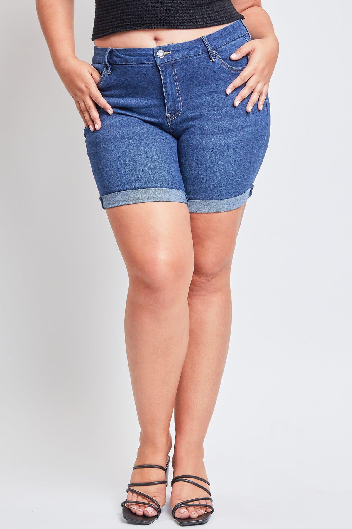 Plus Size Women's Curvy Fit Shorts With Rolled Cuffs from YMI – YMI JEANS
