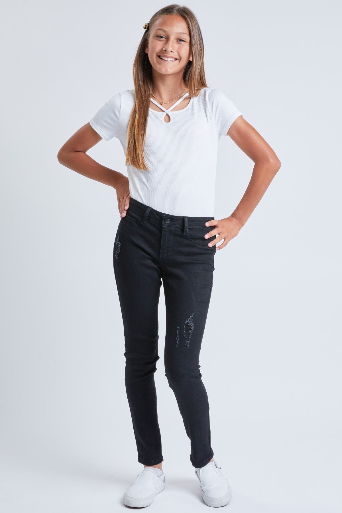 Girls Essential Skinny Jeans With Faux Front Pockets