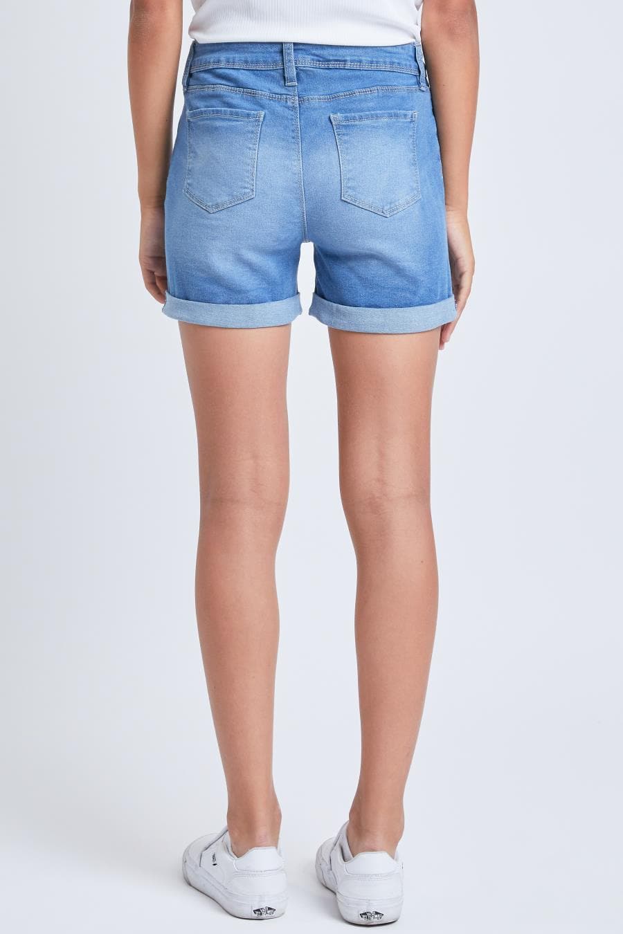 Girls Basic Exposed Button Cuffed Shorts Gs57741