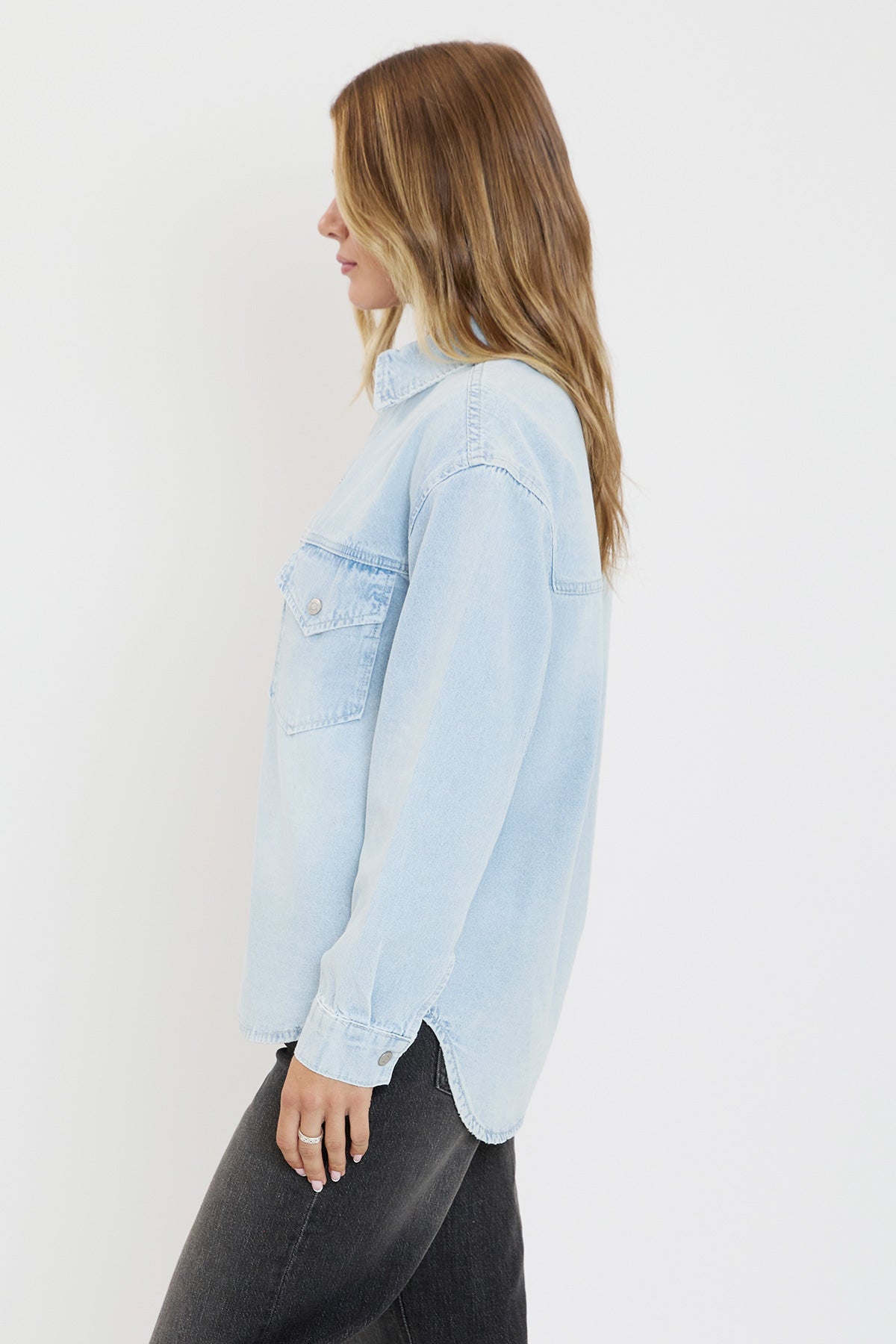 Women's Long Sleeve Denim Oversized Shacket
