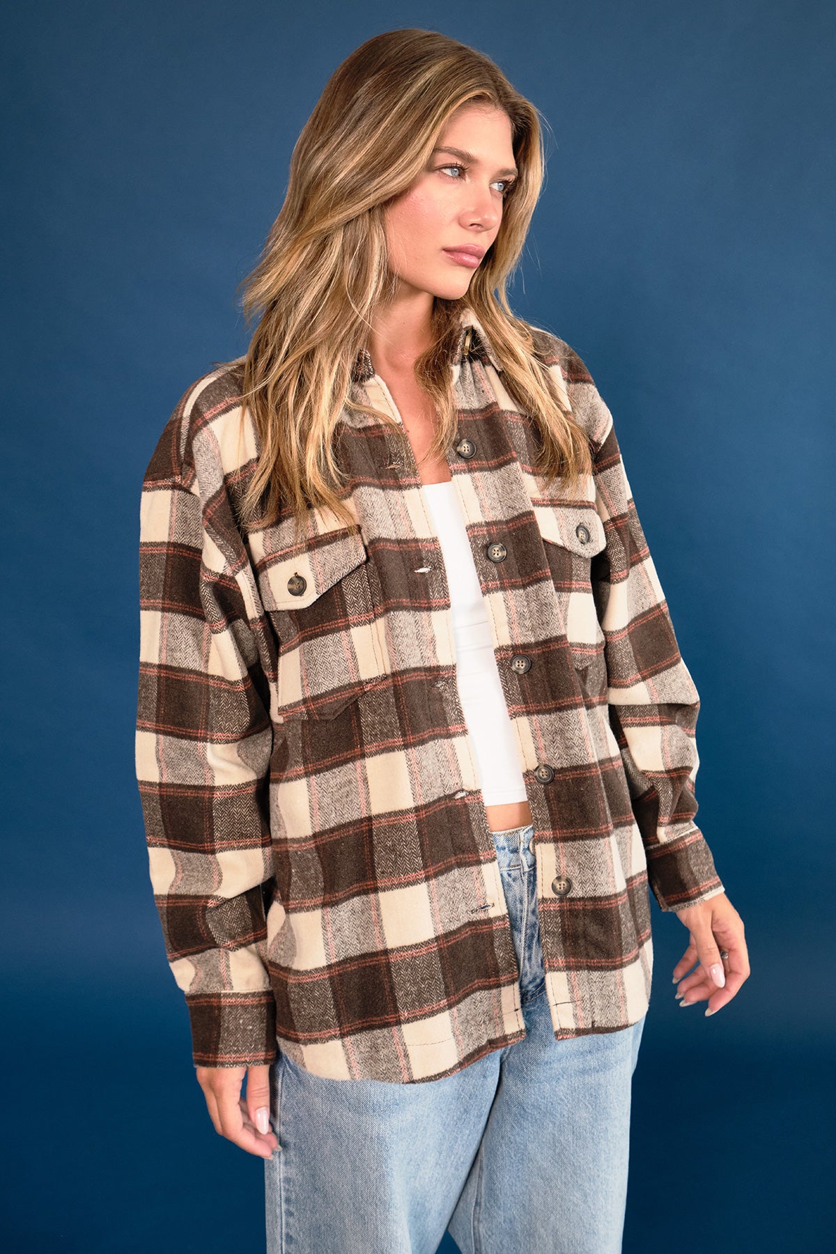 Rustic Brown Cream Plaid