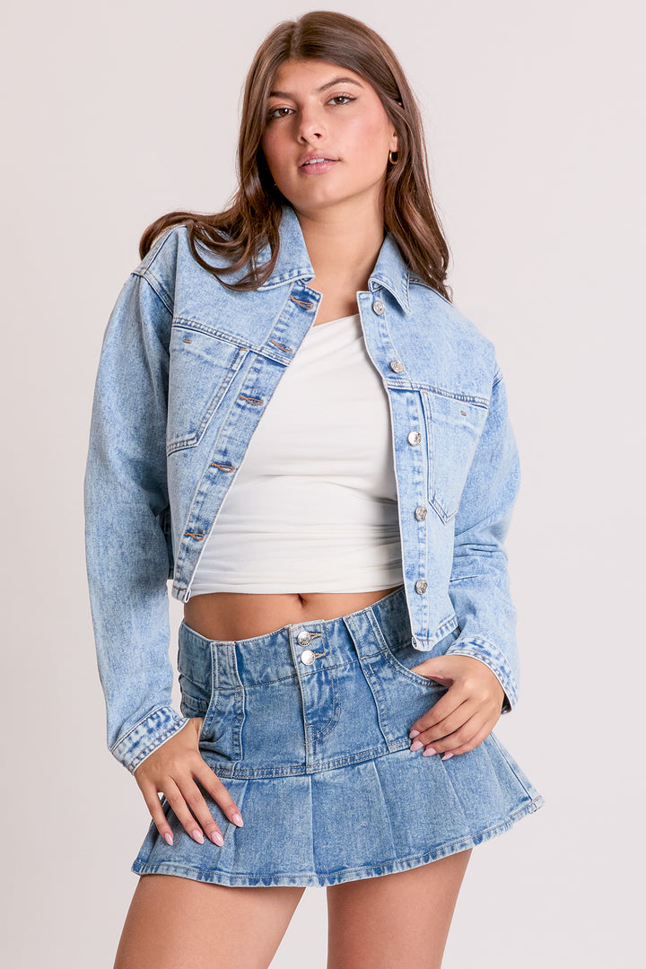 Women's Cropped Lace Up Back Denim Jacket from YMI – YMI JEANS