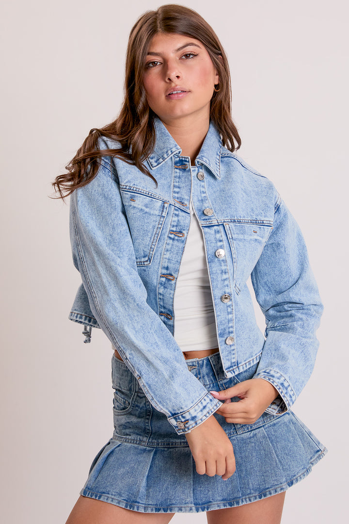 Women's Cropped Lace Up Back Denim Jacket from YMI – YMI JEANS