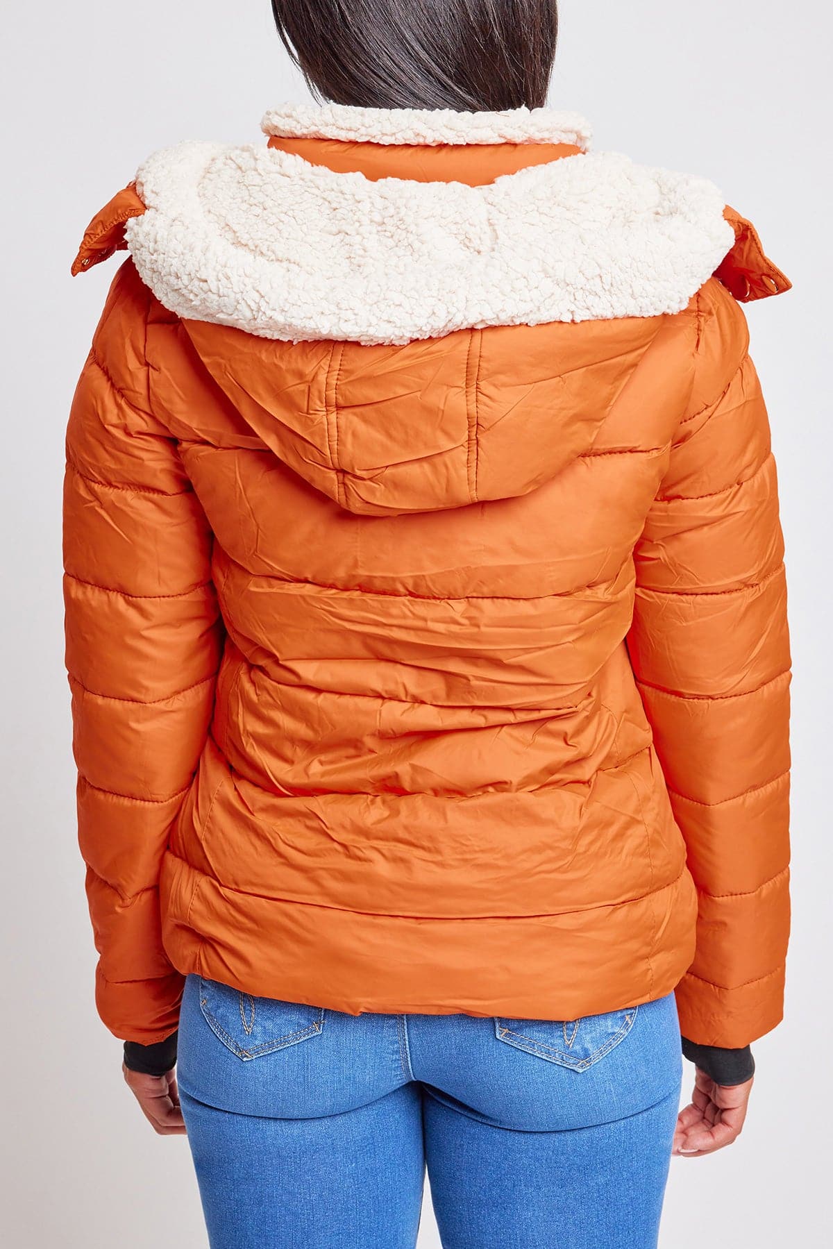 Women's Winter Puffer Jacket With Sherpa Fur Hoodie