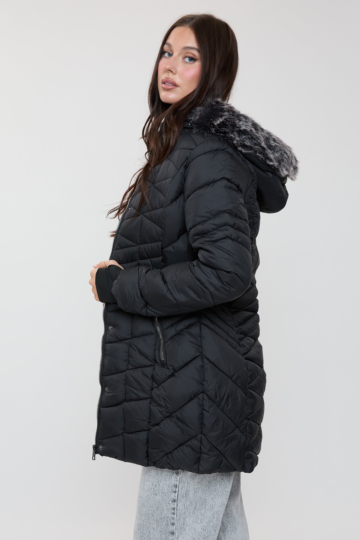 Women's Long Quilted Puffer Jacket