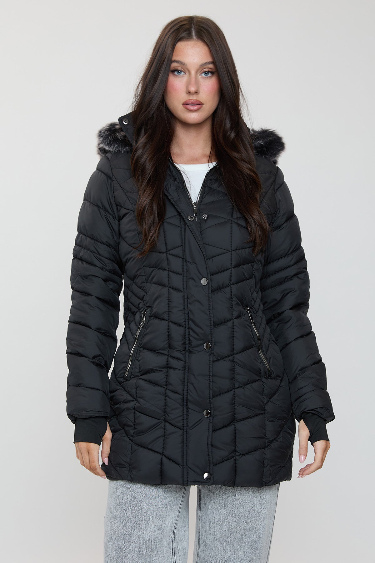 Women's Long Quilted Puffer Jacket