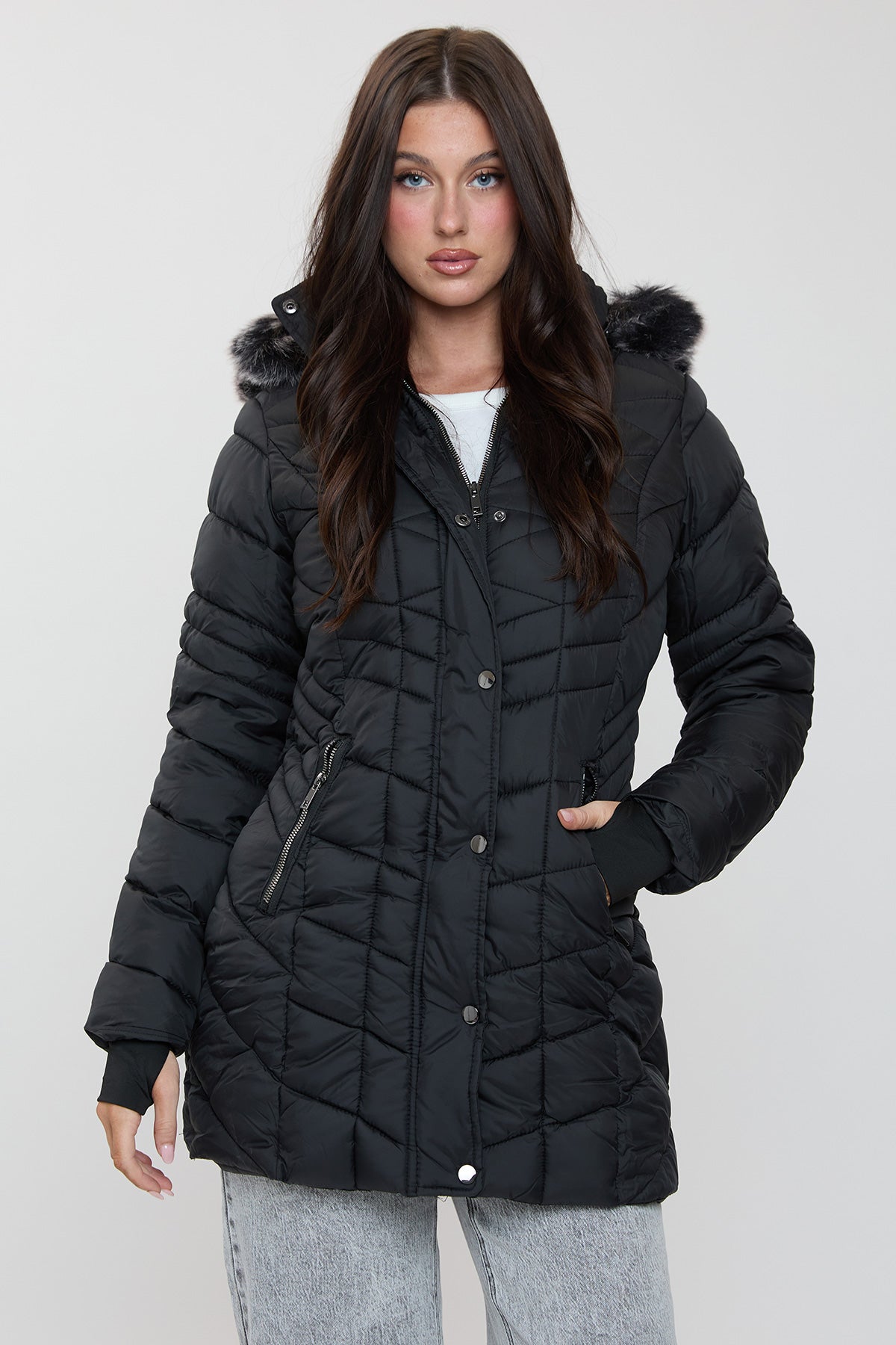Women's Long Quilted Puffer Jacket