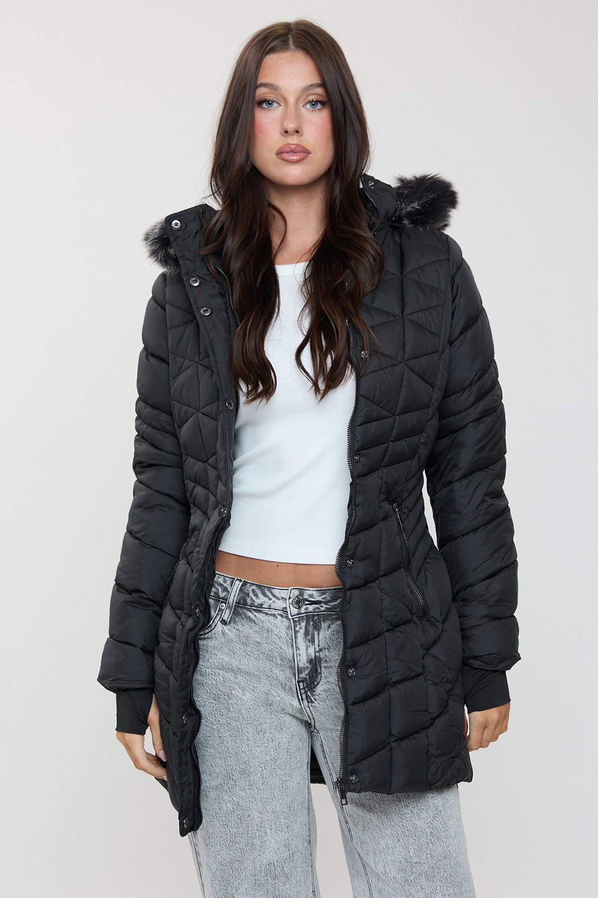 Women's Long Quilted Puffer Jacket