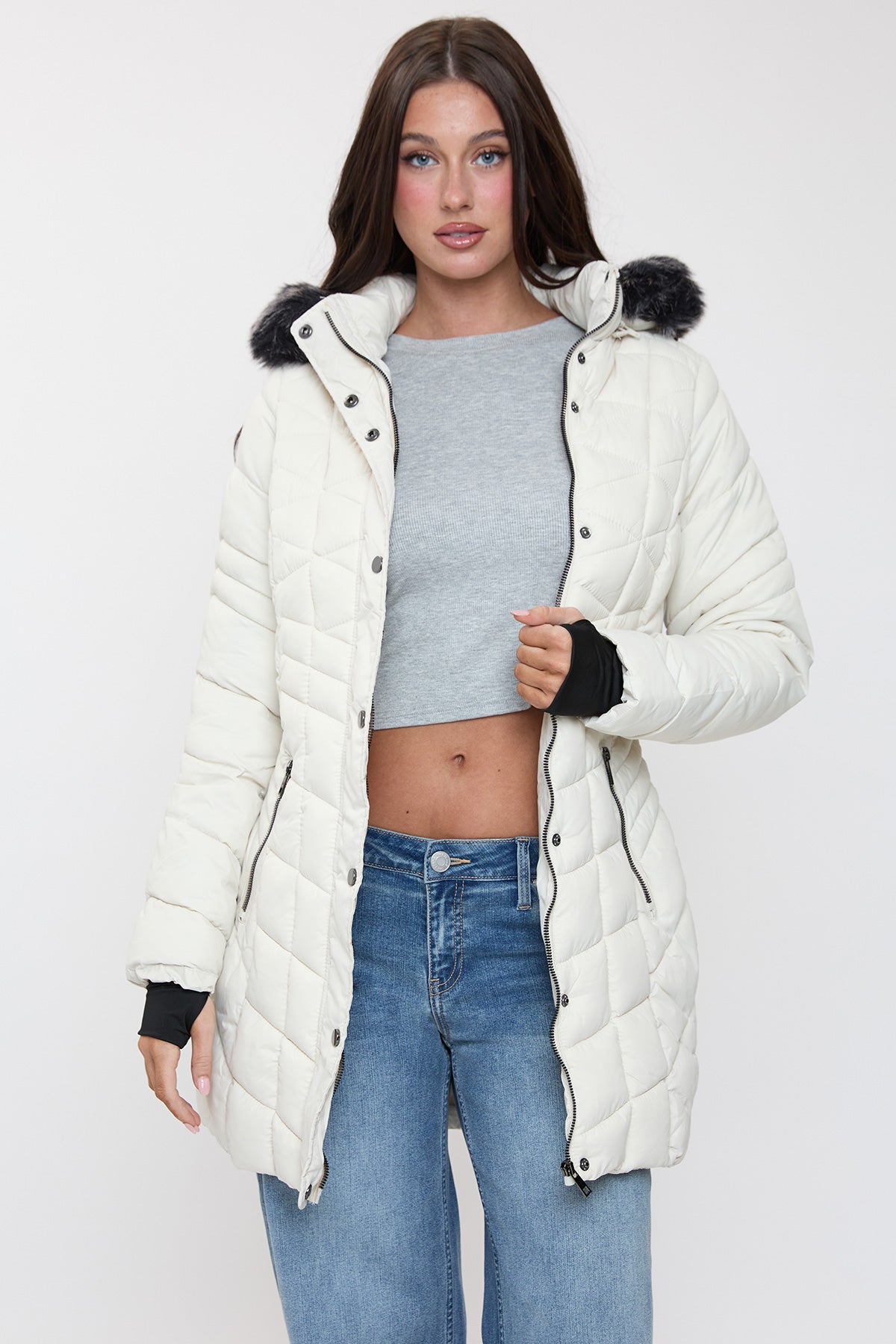 Women's Long Quilted Puffer Jacket