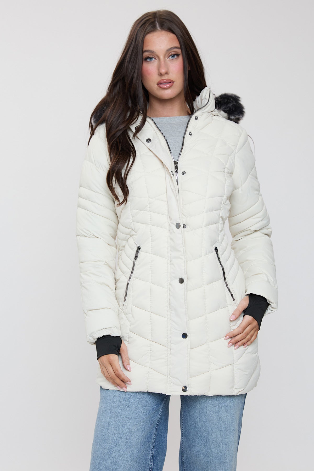 Women's Long Quilted Puffer Jacket