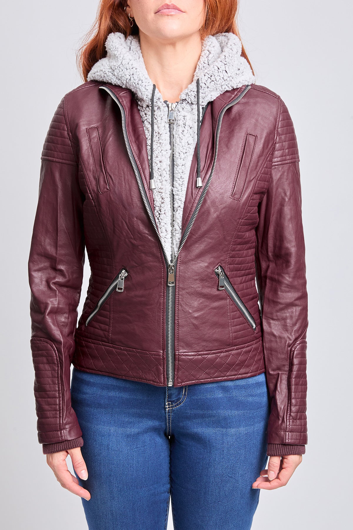 Women's Mabel Faux Leather Double Layer Jacket
