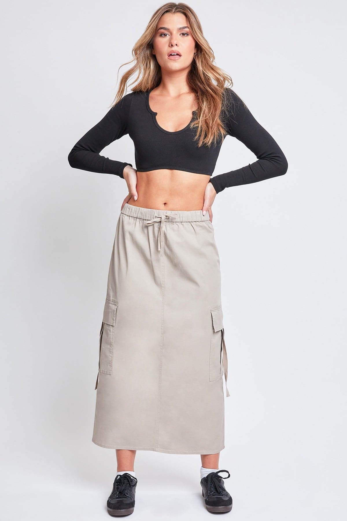 Women’s Poplin Maxi Drawcord Cargo Skirt