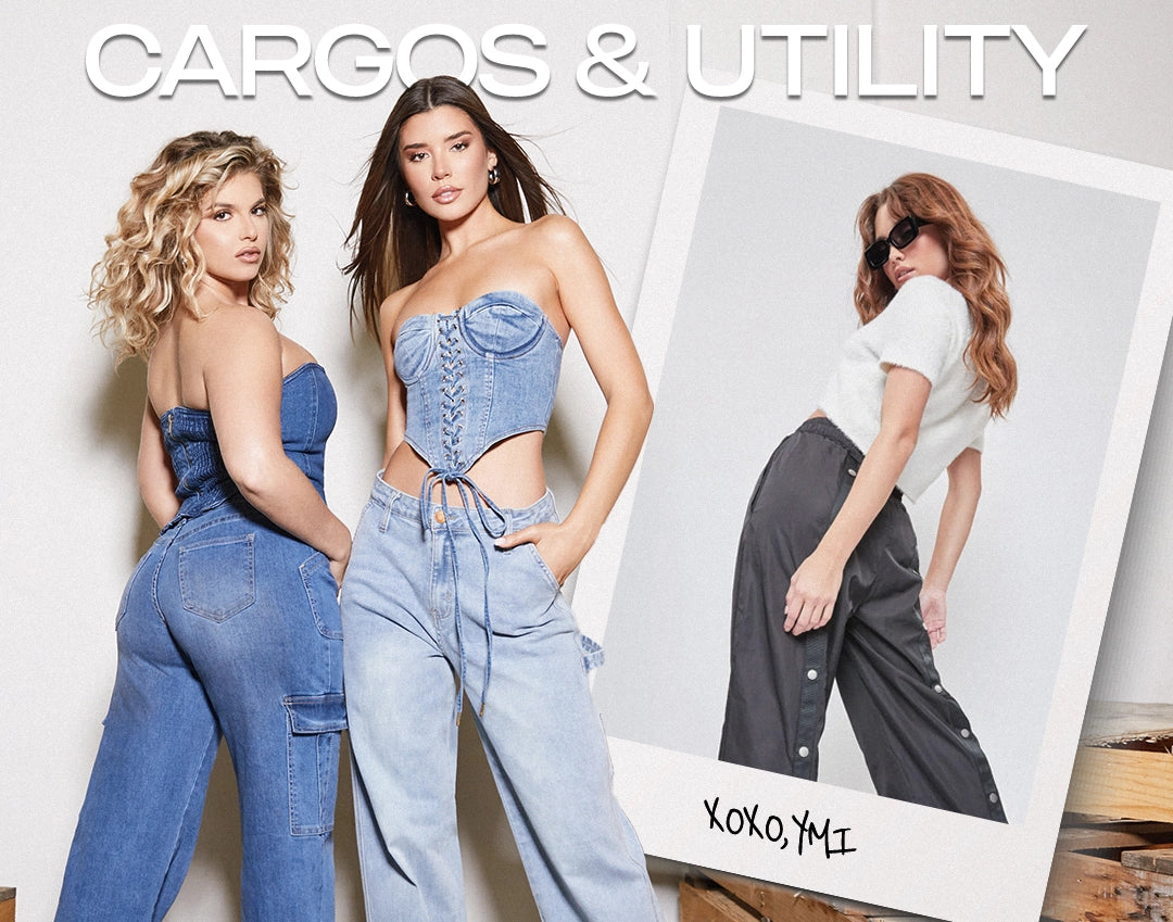 Main banner for cargos landing page featuring two models wearing cargos mobile banner
