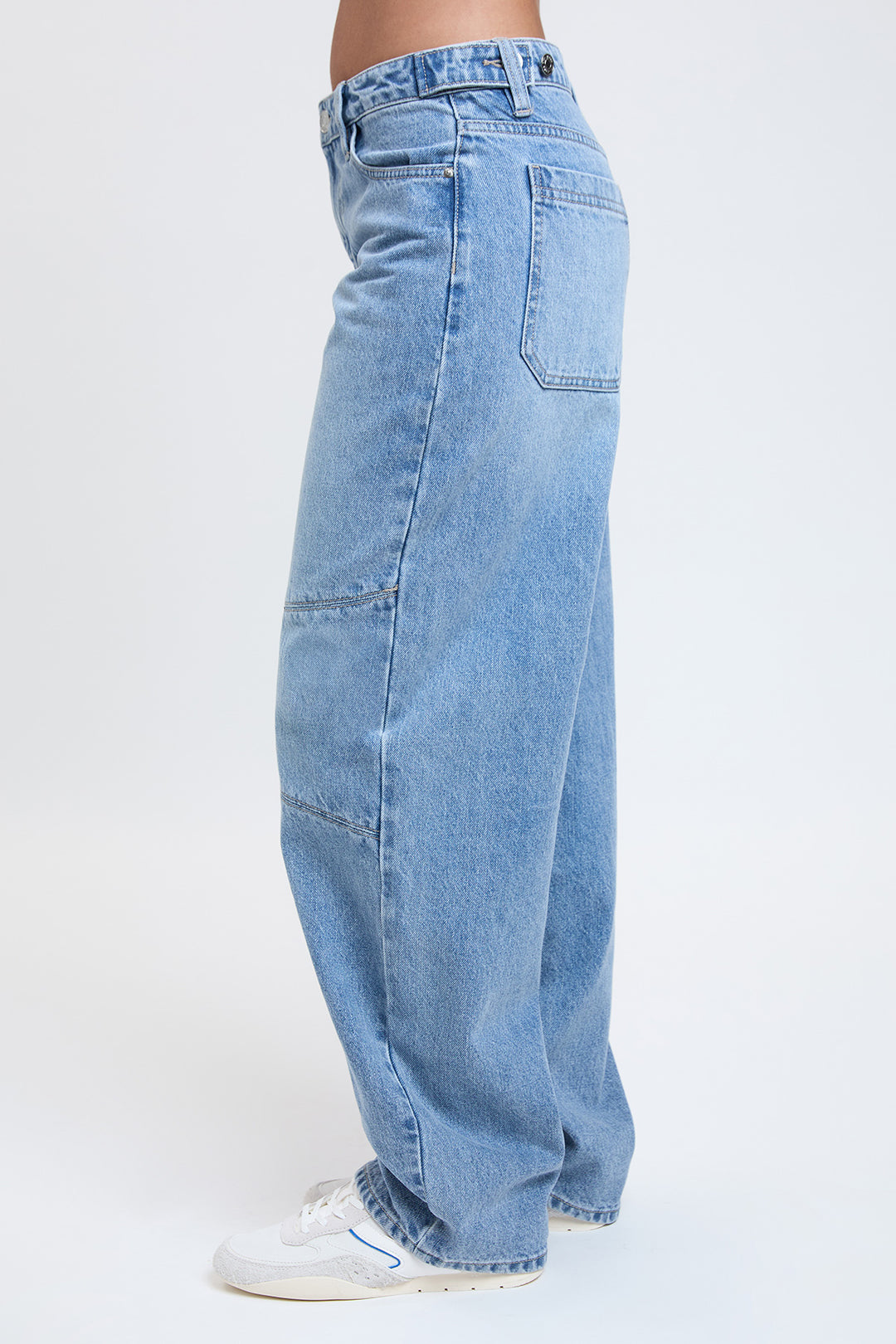 Women's Moto Relaxed Rise Baggy Barrel Jeans with Seam Detail from