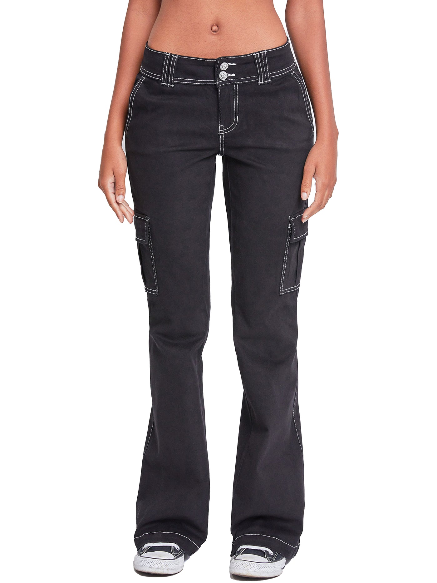 Women's 2 Button Low Rise Cargo Flare Pants