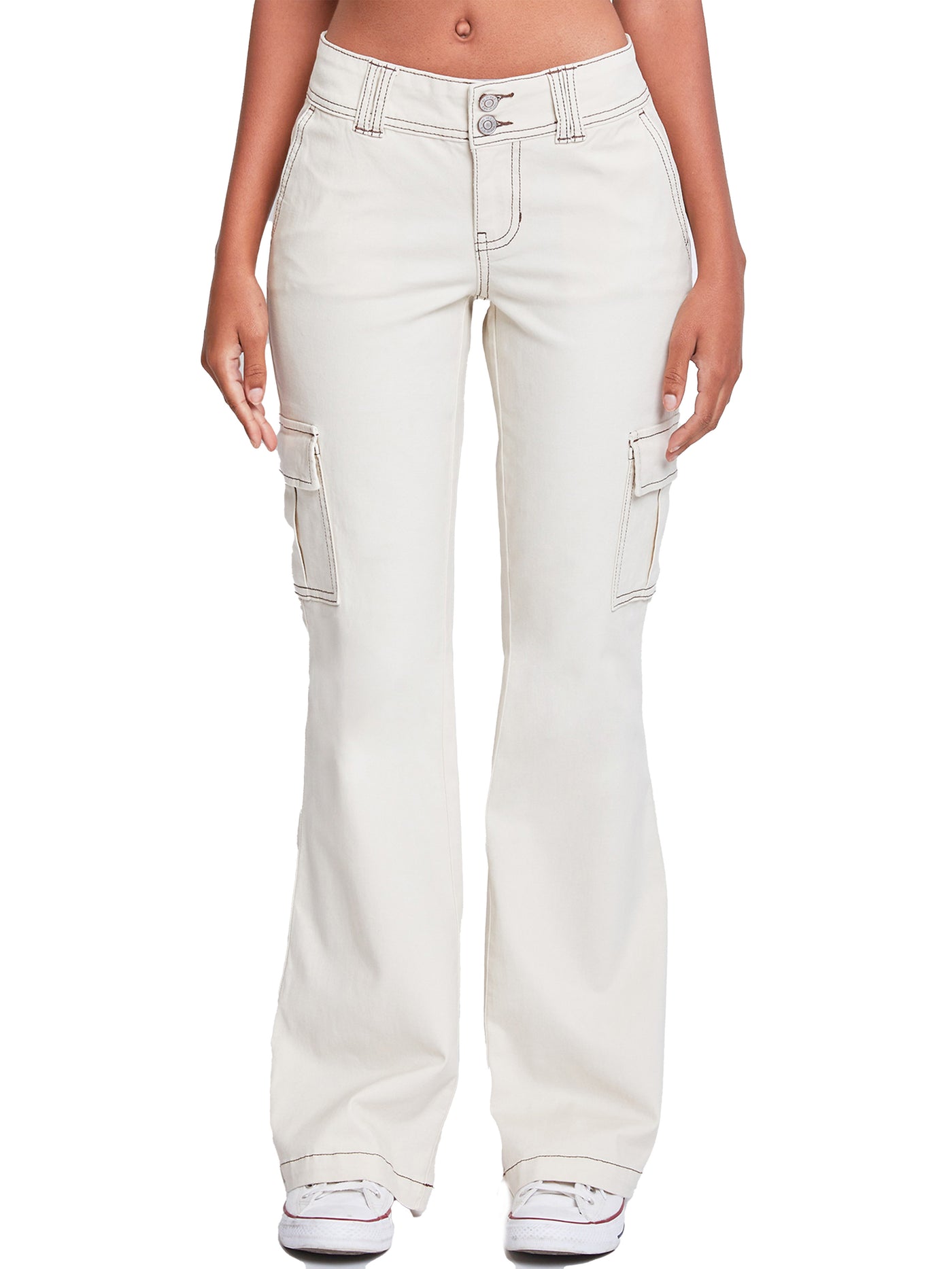 Women's 2 Button Low Rise Cargo Flare Pants