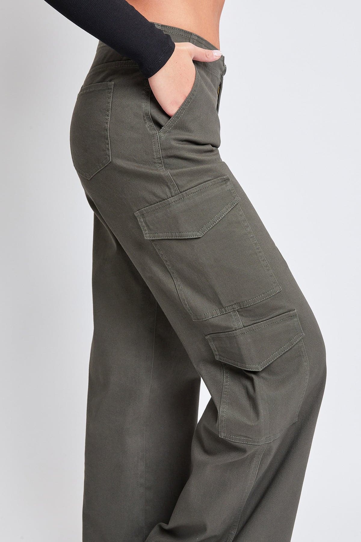 Women's High Rise Double Pocket Wide Leg Cargo Pants