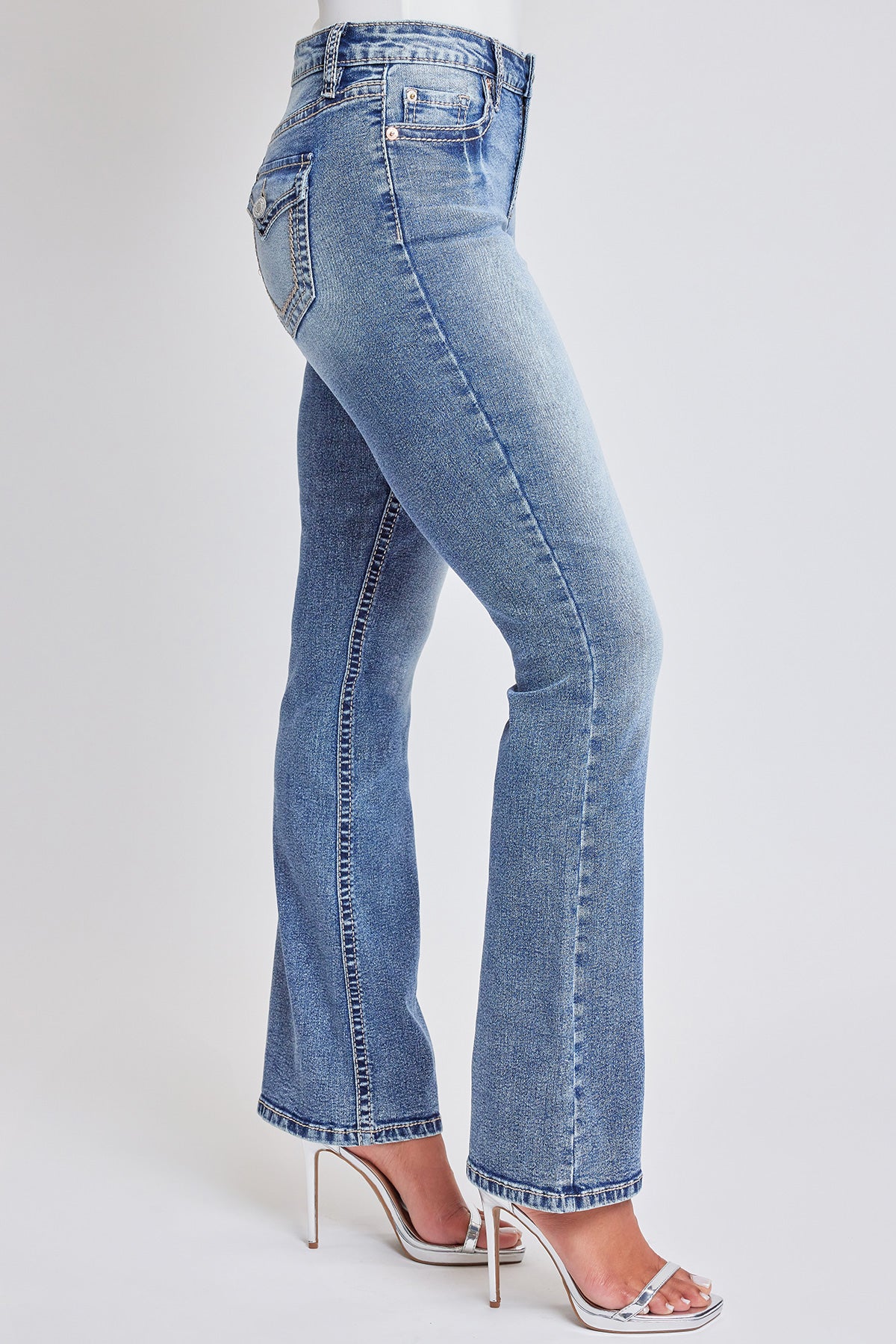 Women's Heavy Stitch Bootcut Jeans with Embroidered Pockets