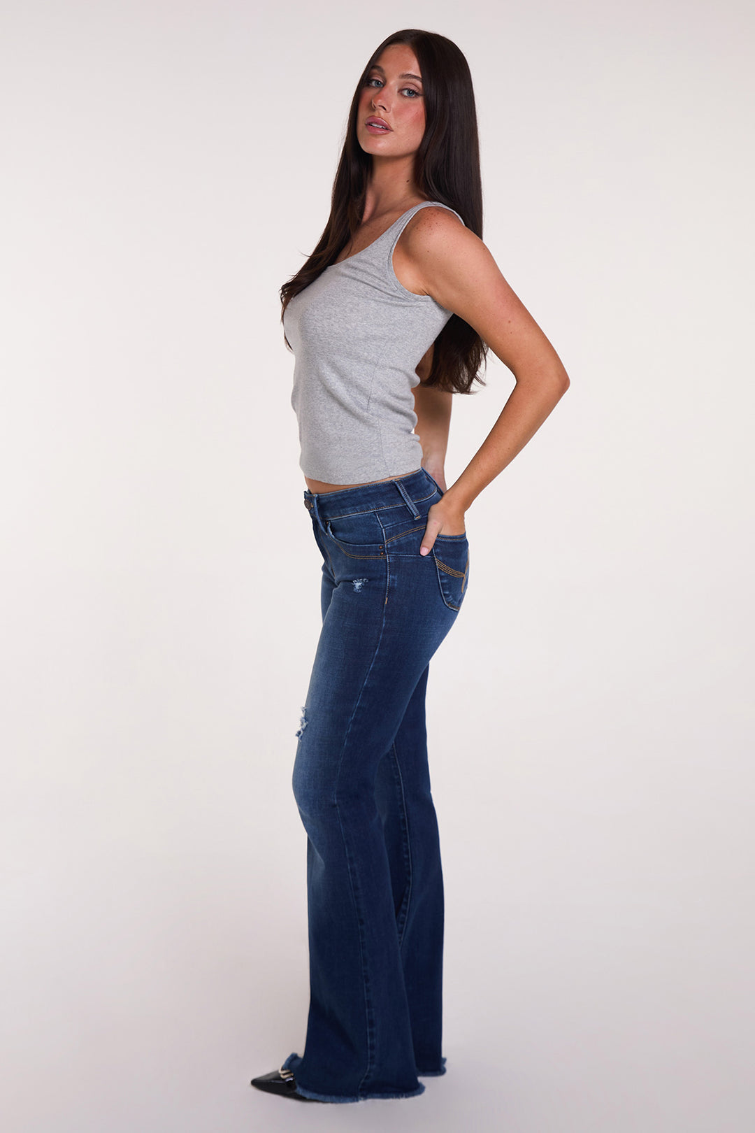 YMI Women's High Rise Super Flare Jeans - Wannabettabutt Stretch Denim For A Curvy Fit - View #14