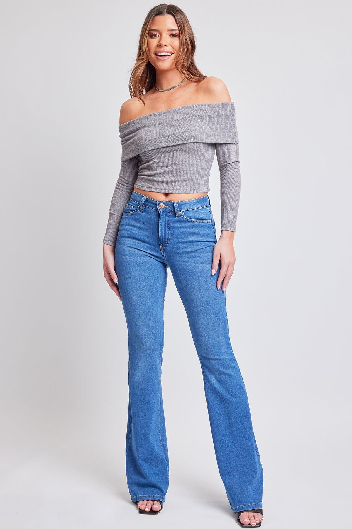 YMI Jeans Women's Plus Size Hyper Denim Super Stretchy Flare Jean 