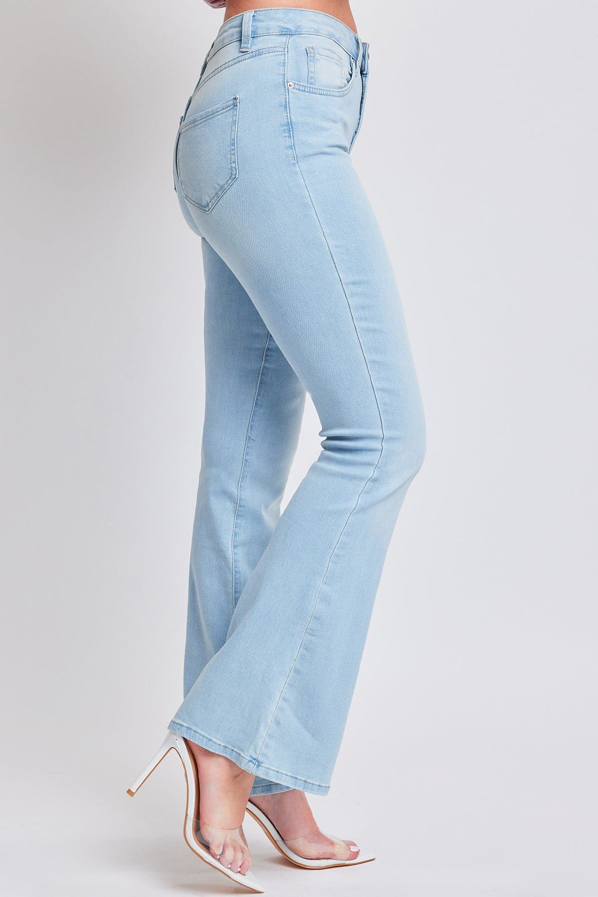 YMI Jeanswear Mid Rise Fray Hem Front Seam Flare Jeans