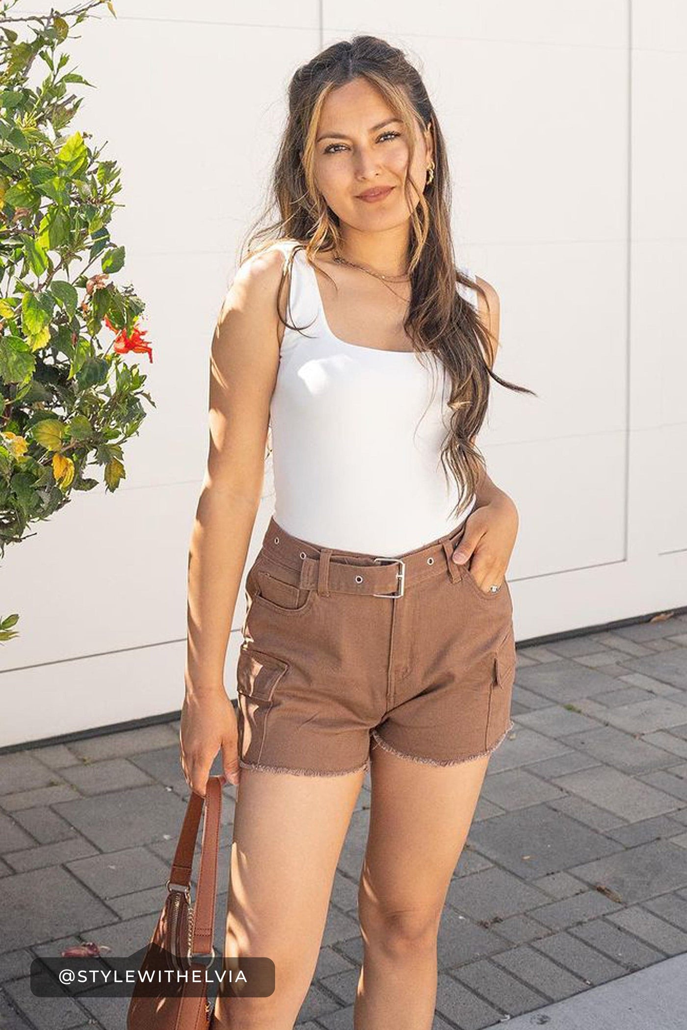Women’s High Rise Belted Cargo Shorts