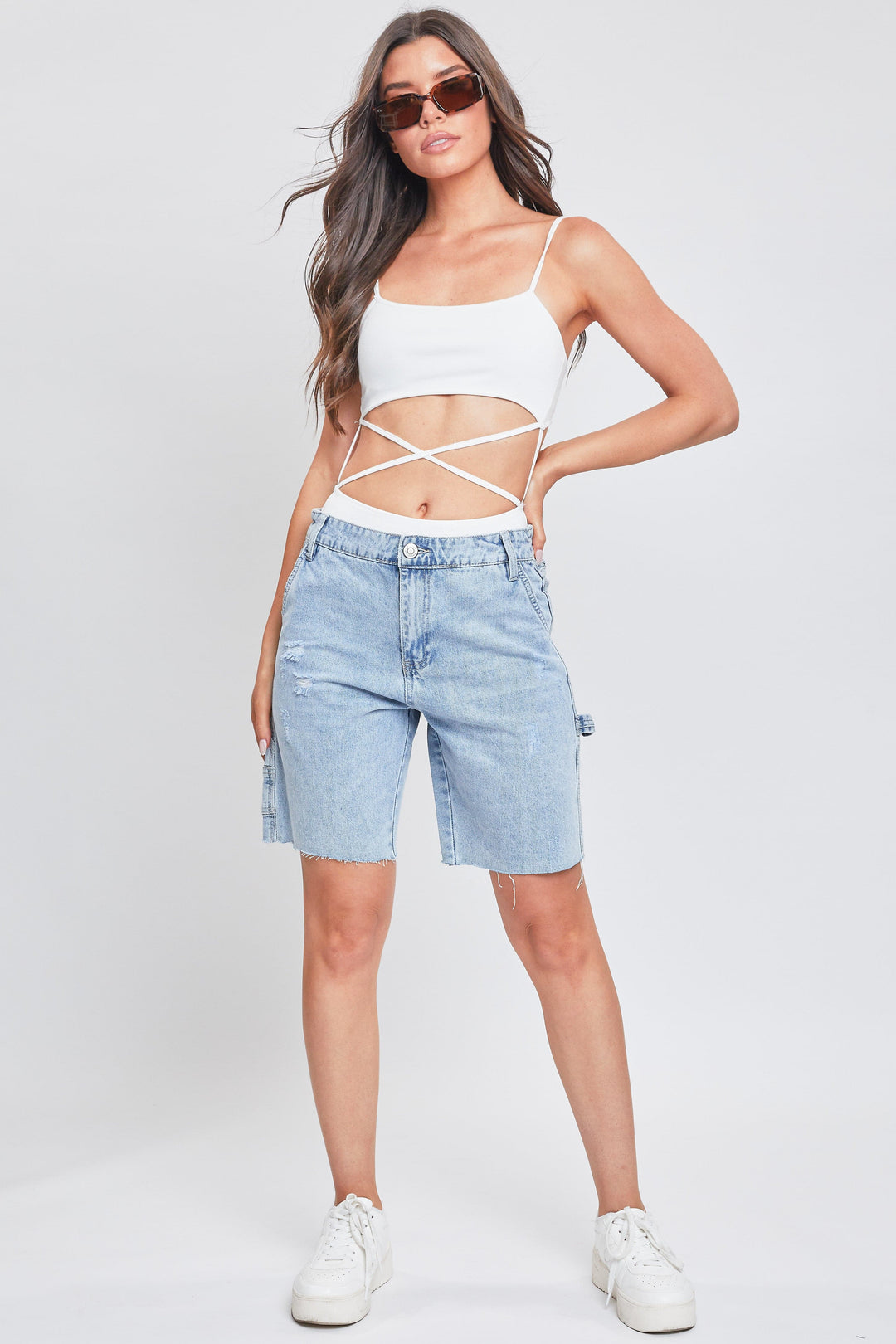 YMI Girls' Carpenter Shorts With Contrast Stitching - Trendy & Comfortable