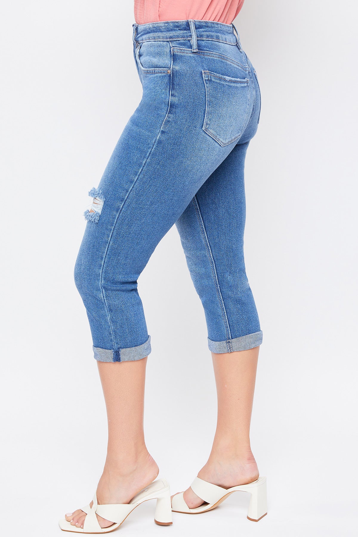 Women´s Vintage High Rise Rolled Cuff Capri Jean