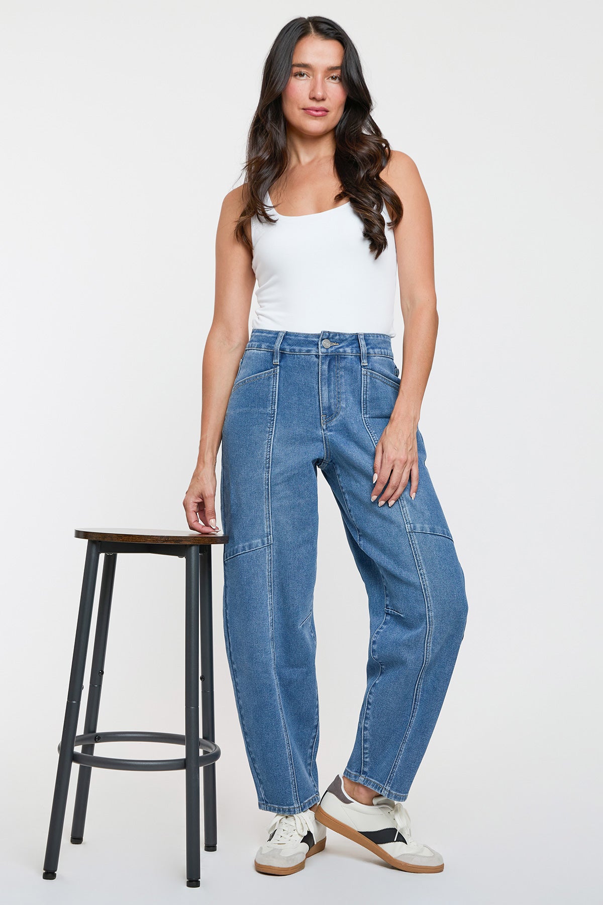 Women's High Rise Seamed Barrel Jeans