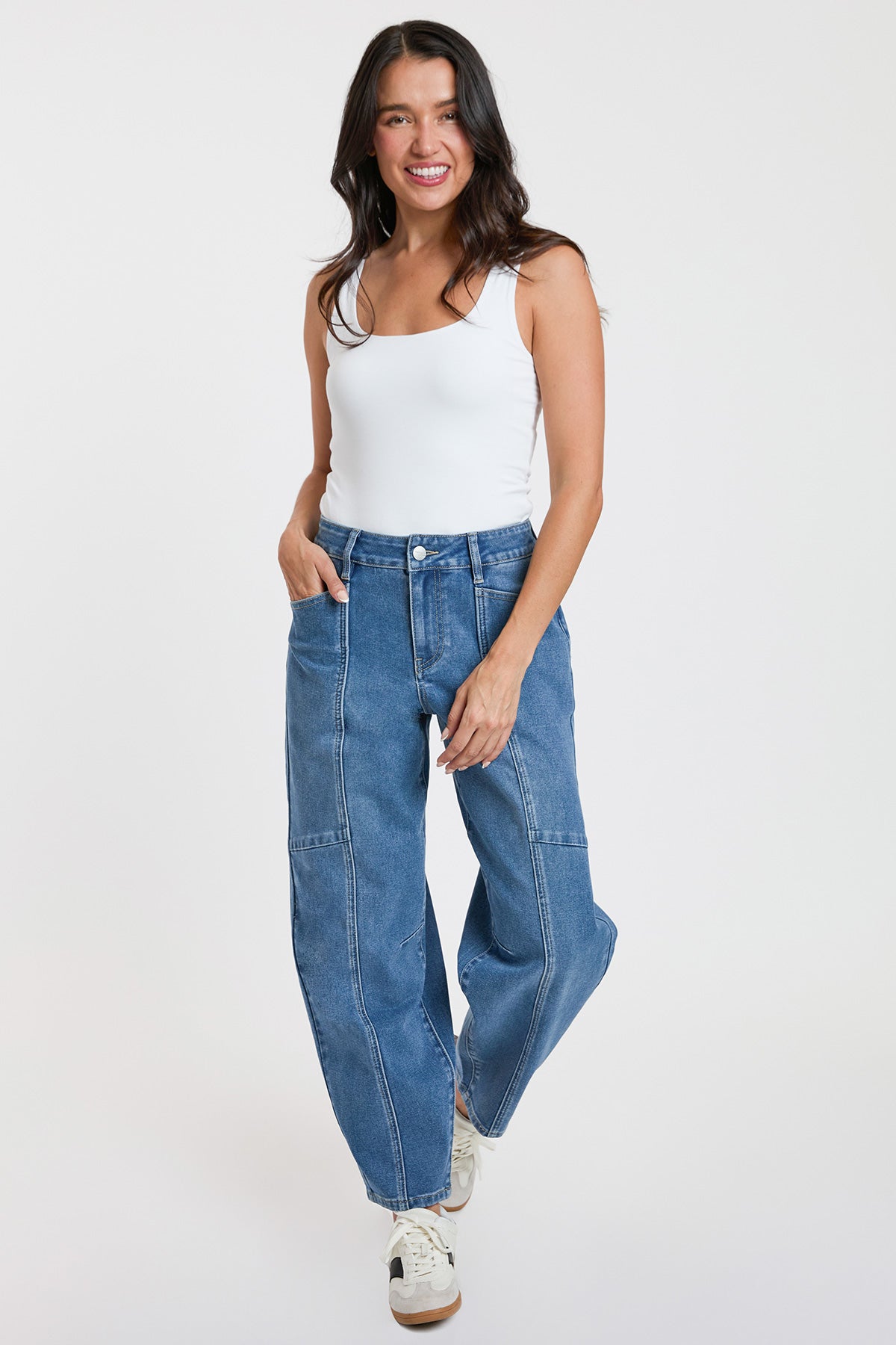 Women's High Rise Seamed Barrel Jeans