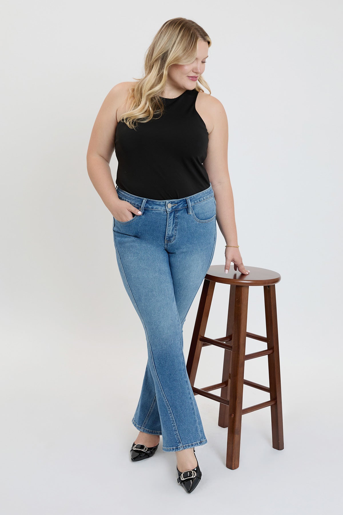 Women's Plus Curve Seam Flare Jeans