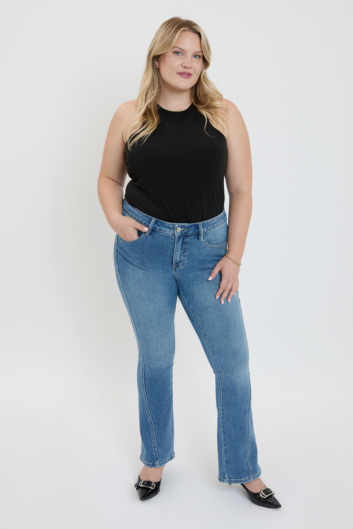 Women's Plus Curve Seam Flare Jeans