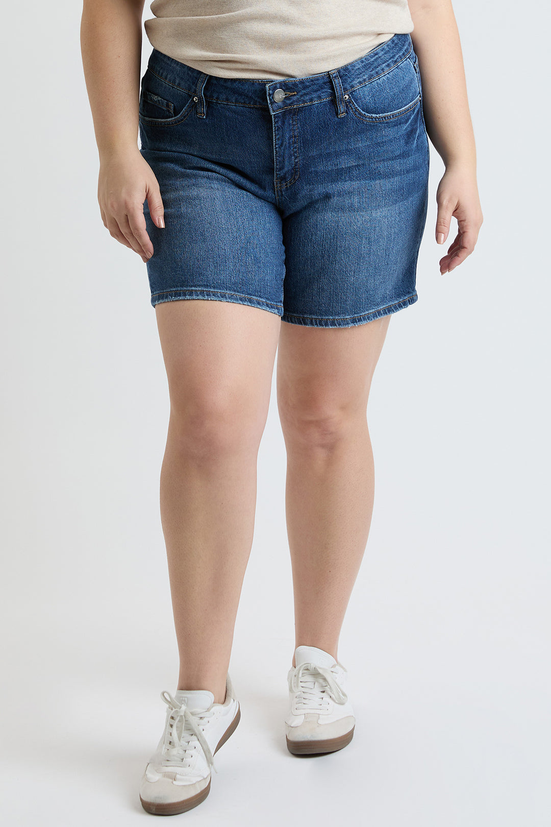 Royalty For Me Women's Plus Size Shorts - 1-Button Double Cuff High-Rise Denim