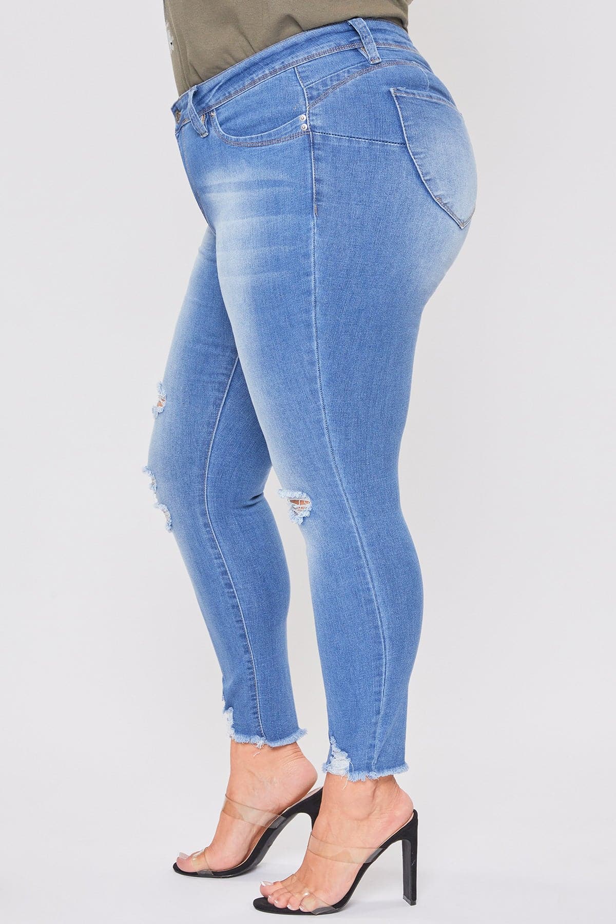 Plus Size Women's WannaBettaButt Distressed Denim Ankle Jeans-Sale