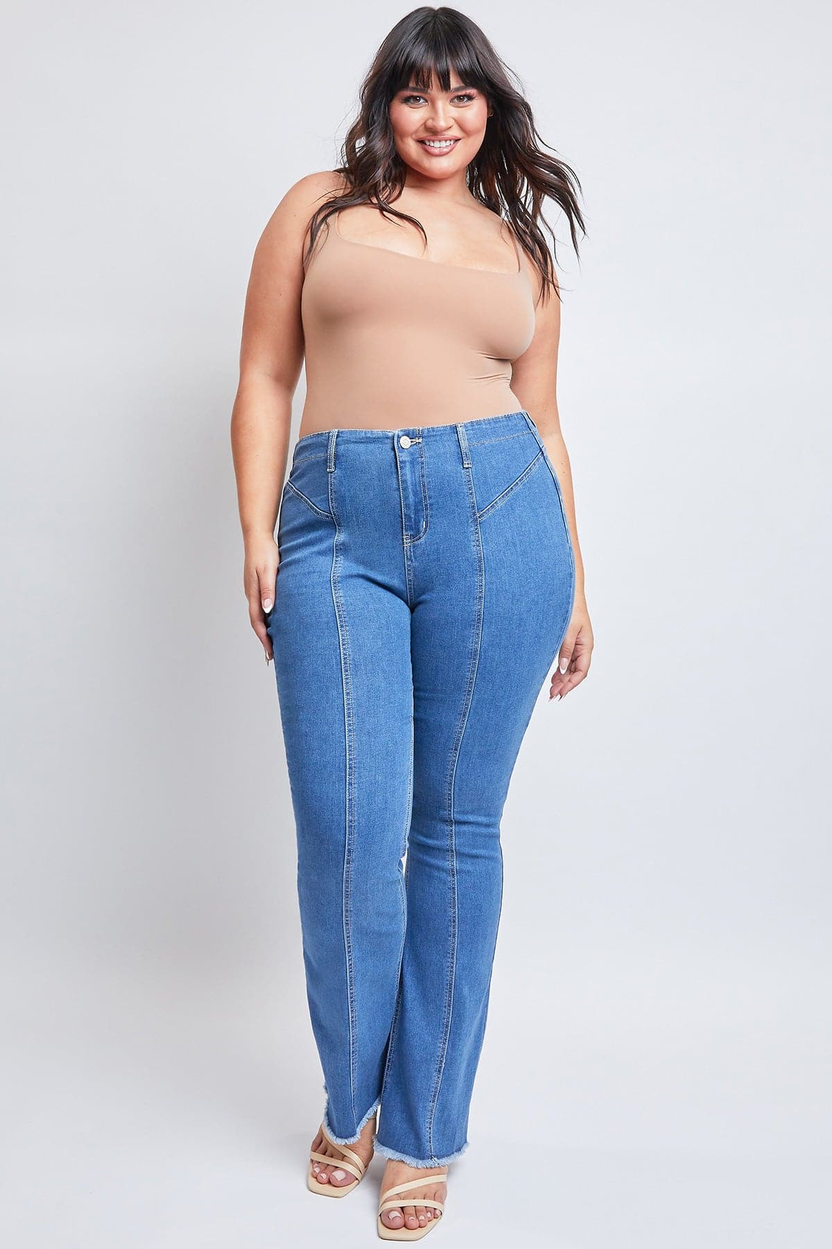 Plus Size Women's  Flare Jeans with Front Seam