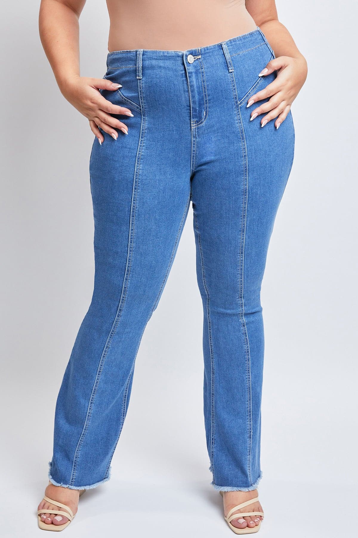 Plus Size Women's  Flare Jeans with Front Seam