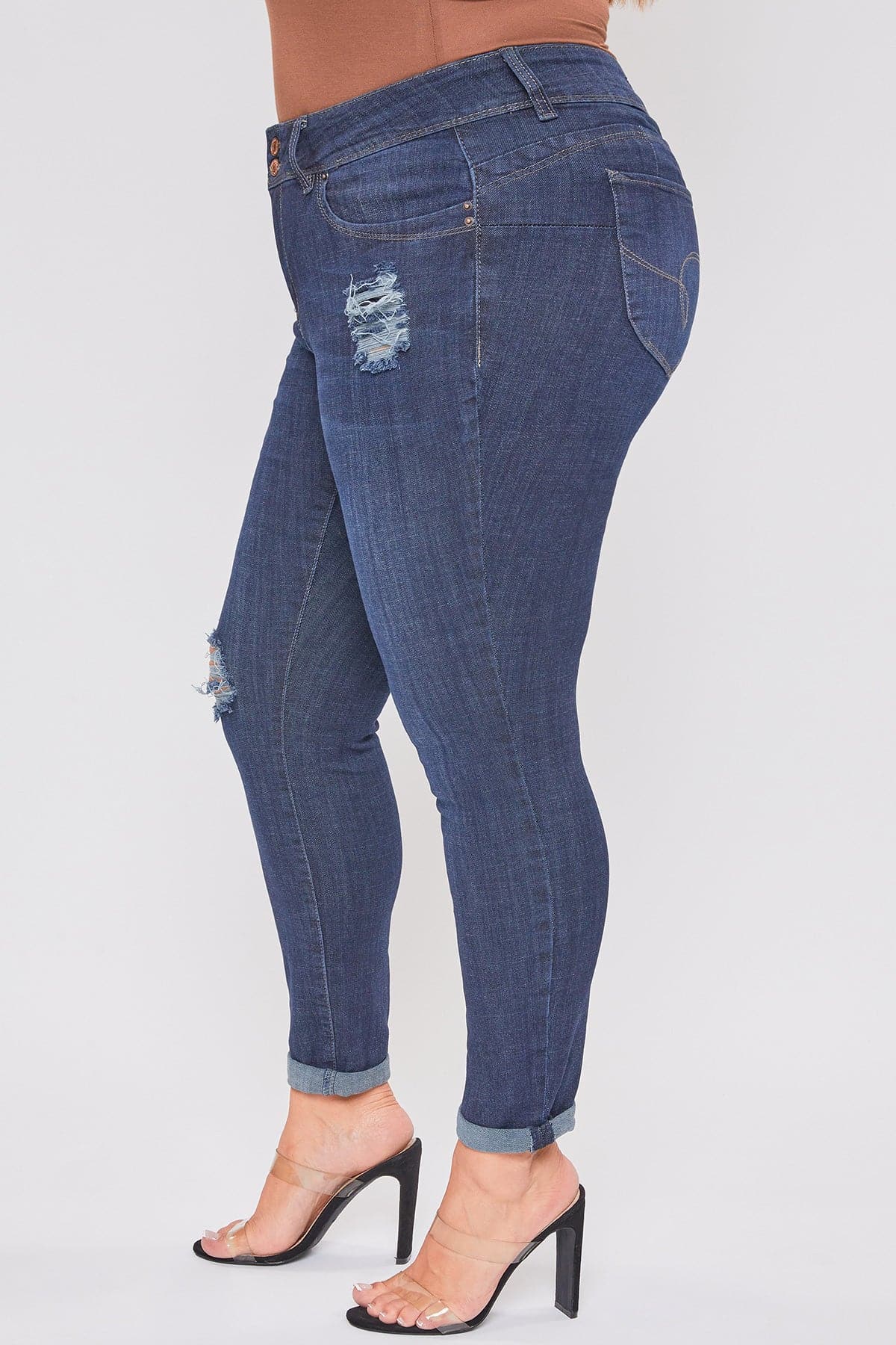 Women's Plus Size WannaBettaButt Premium Roll Up Cuff Ankle Jeans