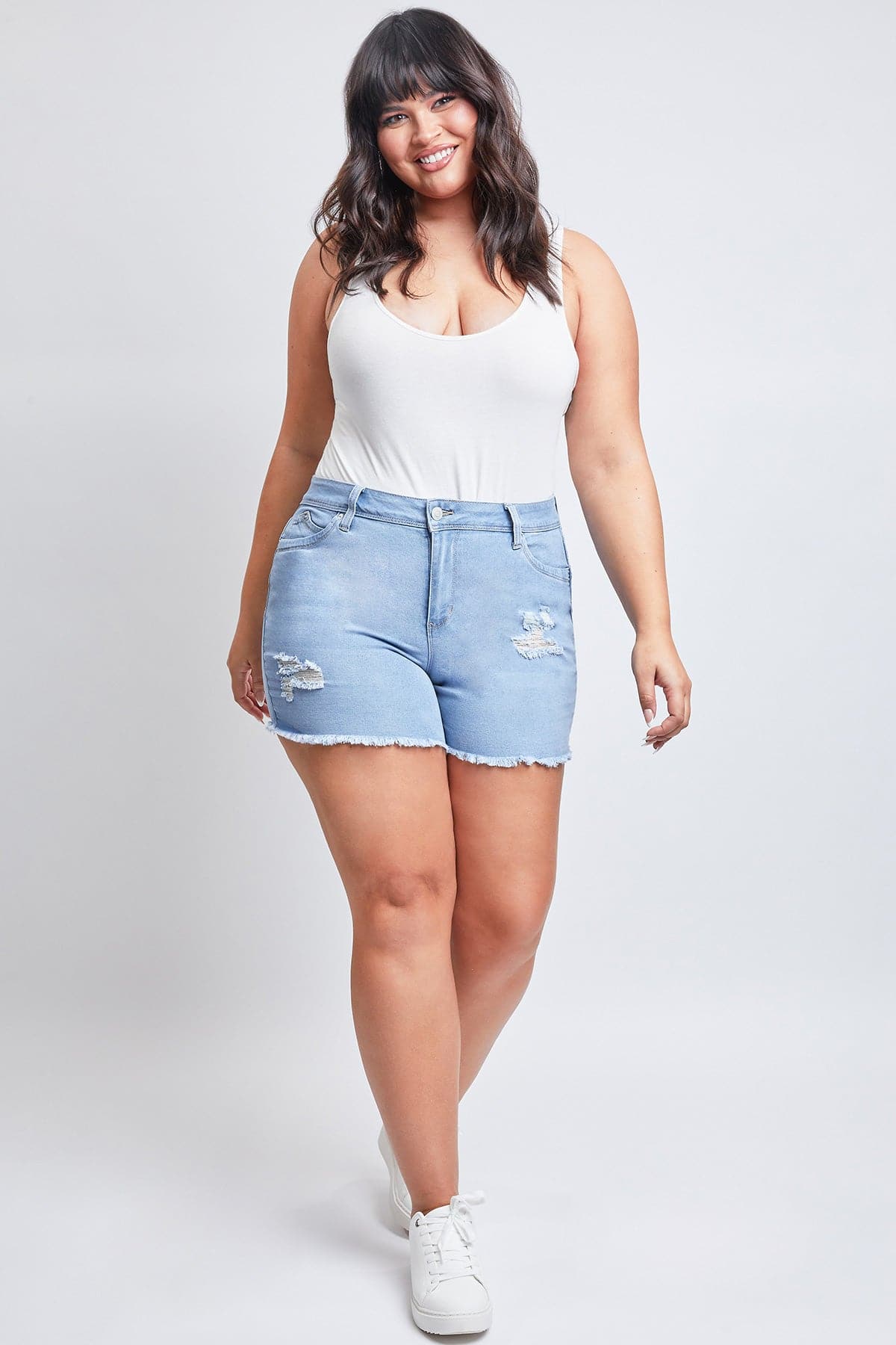 Plus Size Women's WannaBettaButt  Fray Shorts-Sale
